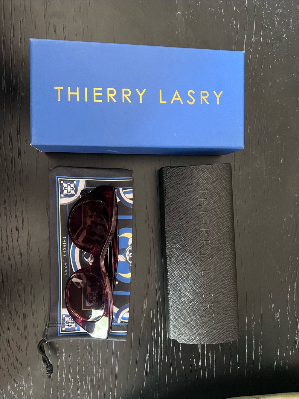THIERRY LASRY Vanity Burgundy Sunglasses with Box and case